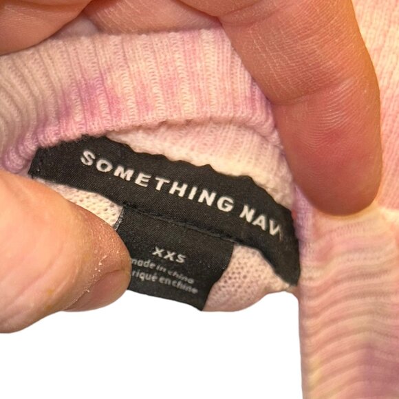 something navy pink cream tied dye mock neck sweater XXS - Picture 2 of 3